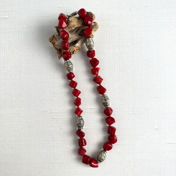 Red Bamboo Coral Bead Necklace - Picture 5 of 16